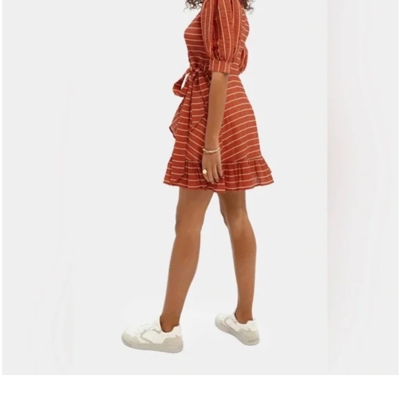 Scotch & Soda Striped Ruffle Wrap Dress . Size M - Picture 4 of 14